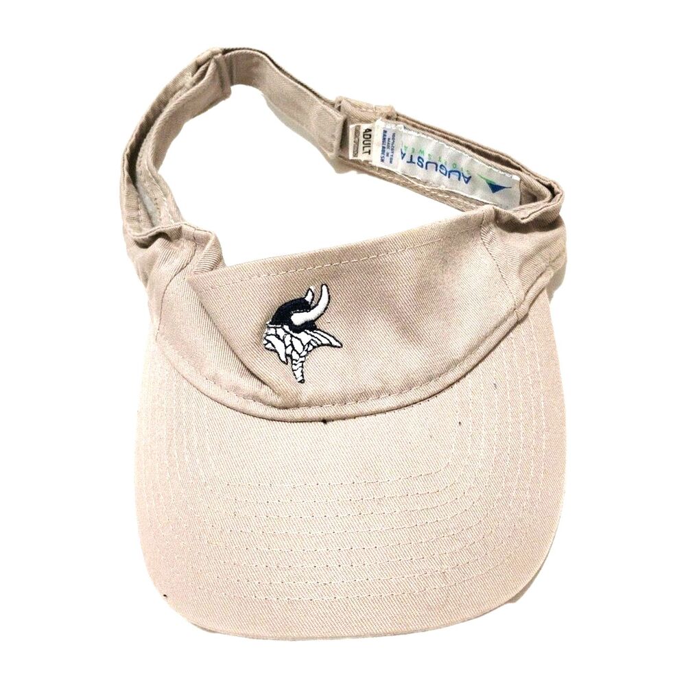augusta sportswear minnesota vikings adult khaki tan sun sport twill visor hat
